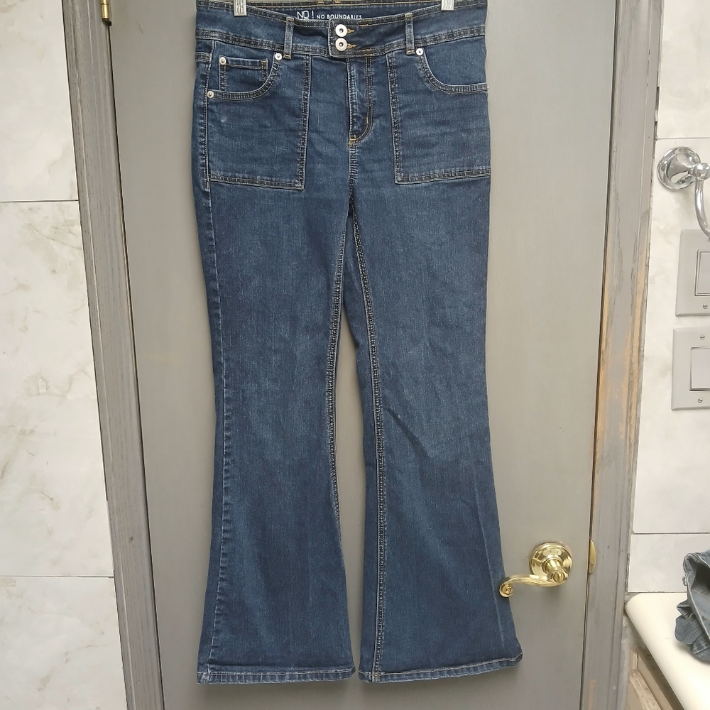 No Boundaries Blue Flare Wide Leg Jeans